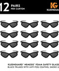 V30 Nemesis Foam Safety Glasses With Anti Fog Lenses Black Frame Unisex Eyewear For Men And Women 12 Pairs Per Case