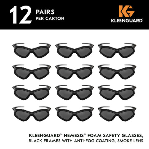 V30 Nemesis Foam Safety Glasses With Anti Fog Lenses Black Frame Unisex Eyewear For Men And Women 12 Pairs Per Case