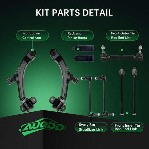 Front End Suspension Kit For 2005 2010 Ford Mustang GT And Base Not For Bullitt Shelby Boss Includes 2 Front Lower Control Arms With Ball Joints 2 Sway Bar Links And 4 Outer And Inner Tie Rod Ends parts diagram
