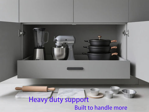 18 Inch Soft Close Drawer Slides, 10 Pairs, Full Extension Ball Bearing Side Mount Tracks installed in kitchen cabinet