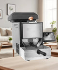 Top Shelf Home Coffee Bean Roaster Using Direct Fire Heat with control panel, compact stainless steel design for home use.