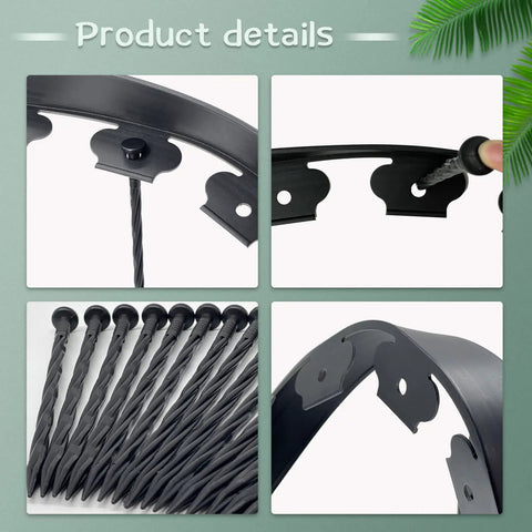 40 Ft Black Garden Edging Kit With 2 Inch Tall Border, 8 Inch Spiral Anchoring Spikes, And Garden Pruning Scissors For Lawn Edging