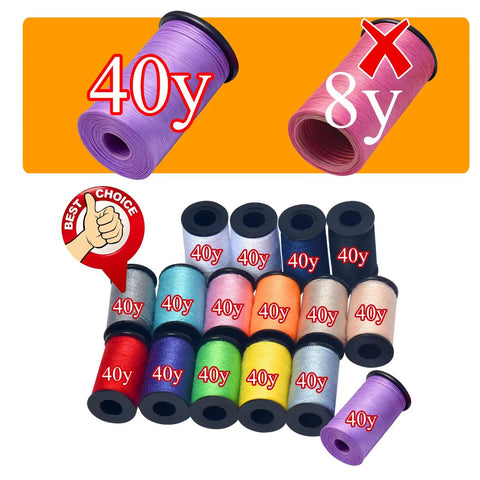 16 colorful 40-yard thread spools for Grab And Go Portable DIY Sewing Kit For Travelers And Beginners With 16 Spools Of Thread Scissors Needles Thimble Tape Measure Plus All Essentials Black Size Small Gift