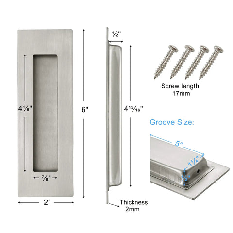 Heavy Duty 6 Inch Recessed Pocket Door Pull With Slick Brushed 304 Stainless Steel Body Delivering A Rock Solid Grip For Zero Hassle Sliding Barn Door Action And Rust Proof Knockout Durability