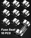 Garage Ready Fast Blow Glass Fuse Assortment Kit For Cars And Trucks 6X30MM Automotive Fuses 250V Rated Heavy Duty Amps 10 PCS fuse seat clips.