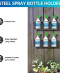 Solid Two Pack Aerosol Bottle Holder Wall Mount For Spray Cans Beefy Steel Storage Rack shows two-tier design holding four spray cans.
