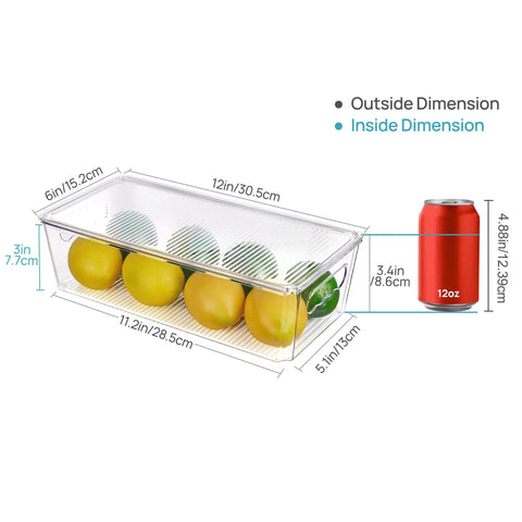 Top Shelf Eight Piece Clear Stackable Storage Bins With Slick Snap Lids Go To Fridge Organizers with lemons and limes inside.
