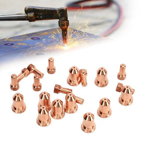 20 Piece Brass Plasma Electrode Tip Kit For PT80 IPT 80 PTM 80 Plasma Cutters Replacement Parts Includes 10 Electrodes And 10 Nozzles