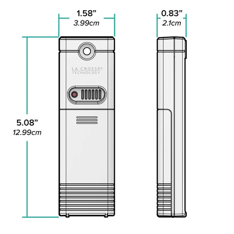 Front and side view of Wireless Outdoor Temperature and Humidity Sensor With Wall Mount Weather Resistant Gauge 330 Feet