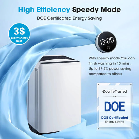Hassle Free Portable Top Load Washing Machine With 15.7 Lbs Capacity And Fully Automatic Controls showcasing speedy mode features.