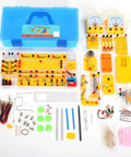 Hands On Electricity And Magnetism Lab Kit With Over 68 Projects, Circuits, Ohms Law, Electromagnet, Motors, blue storage box