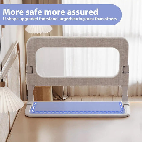 Extra Tall Toddler Bed Rail Guard For Kids, Adjustable Height, Foldable And Portable Bed Rail with breathable mesh, 48 inch long