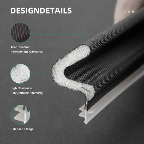 Close-up of Heavy Duty Weather Stripping Seal For Doors And Windows 26 Feet Black Foam Tape with tear-resistant cover