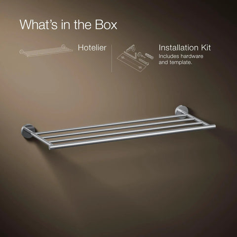 Elate Hotelier Polished Chrome Towel Bar Easy To Install Modern Bathroom Update With Installation Kit