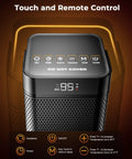 Indoor Space Heater 1500W Portable With Remote And Thermostat, front view with control panel and digital display