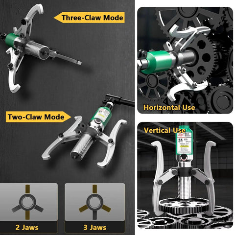 Heavy Duty Hydraulic Wheel Bearing Puller Kit With 2 3 Jaw Heads For Vertical Horizontal Use As Portable Hub Separator Tool, three-claw mode