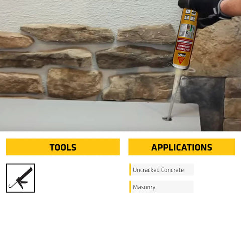 Heavy Duty High Strength Anchoring Adhesive For Concrete And Masonry With Fast Setting Self Mixing Nozzle 10.1 Fl Oz Gray in use