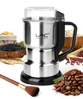 Top Shelf Electric Coffee Grinder And Spice Mill Featuring A Hella Quick 150 Watt Motor Plus Razor Sharp Stainless Steel Blades For Roasted Beans Fresh Herbs Whole Spices And Nuts Boss Cleaning Kit Included with coffee beans and spices.