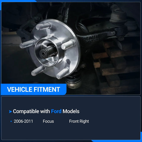 Front Steering Knuckle And Wheel Bearing Hub Assembly For Ford Focus 2006 2007 2008 2009 2010 2011 Right Passenger Side Replacement LK004 698406 Compatible installed