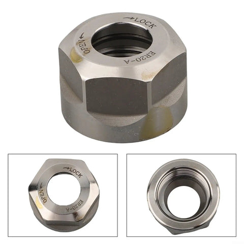 Fabaletta ER Collet Clamping Nut High 20CrMoTi Steel For CNC Milling Engraving Tool Holders BT NT MTA R8 Systems side view showing locking mechanism.