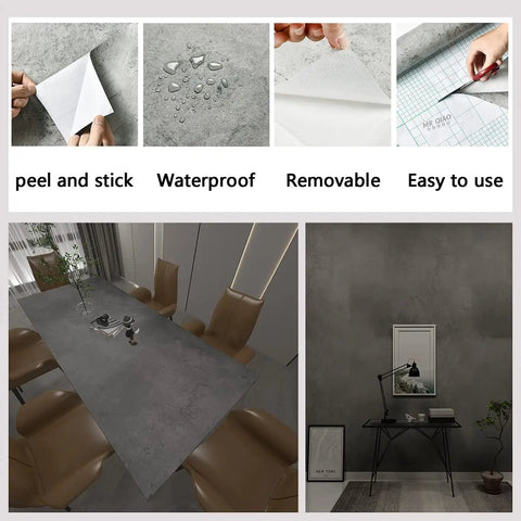 Dope Dark Concrete Wallpaper Peel And Stick Cement Texture Self Adhesive Contact Paper 31 By 157 Inches Waterproof Removable