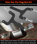 Heavy Duty Rear Bar Pin Flag Nut Kit To Swap Out Busted Shock Mounts On Your Ride Fits 1984 To 2001 Jeep Cherokee XJ showing flag nuts and bolts.