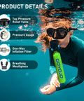 Individual using Portable 0.5L Mini Scuba Tank Kit With Dual Tanks And Pump, 3000 PSI Max, Reusable Diving Gear For Underwater Breathing Training