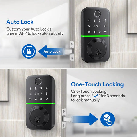 Super Slick Smart Door Lock Deadbolt With Keypad And Quick Fingerprint Reader For Absolute Game Changing Keyless Entry Auto Locking Setup With Bluetooth App Control And Spare Keys