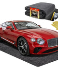 Heavy Duty Garage Floor Mat For Under Car 17 Foot By 7.45 Foot Waterproof Absorbent Oil Spill Protector featured under red car.
