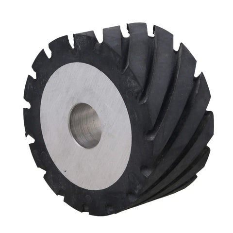 Top Shelf Aluminum Core Rubber Contact Wheel For Belt Sanders And Polisher Machines Featuring Serrated Grip Surface, 100mm