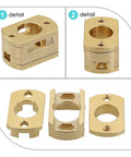 Oldham Coupler for 3D Printer Z Axis T8 Screw Upgrade Kit, Gold Tone Brass Link Reducing Vibration Noise and Chatter, Smooth, Precise Motion, Easy Repair and Calibration for Hot Bed Drive brass coupler shown in detail