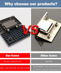 Comparison of Top Shelf 304 Stainless Steel Glass Door Hinges Two Pack showing precision casting vs stamping design.