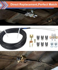 Universal Parking Brake Cable Complete Kit For Lokar Floor Mount showing hardware, mounts, and cables for easy installation.
