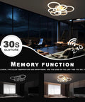 9 Ring Dimmable LED Ceiling Light in modern room, remote controlled, 2800K-7000K stepless dimming, 120W 10800lm acrylic flush mount.