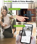 Woman using app for 2K Wireless Video Doorbell With Chime And Cloud Storage Night Vision Clarity AI Motion Detection Two Way Audio