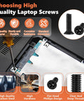 810Pcs Black Laptop Screw Kit For Notebook Computers With Carbon Steel Flat Head Phillips Screws In Sizes M1.4 M1.7 M2 M2.5 M3 Replacement Assortment For Quick Laptop Repairs And Upgrades
