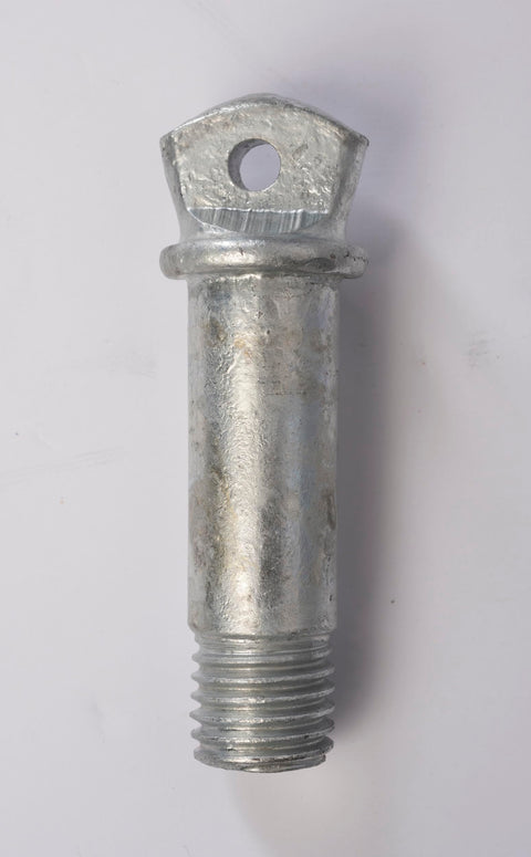 Close-up of a galvanized 7/8 inch screw pin from Four Pack Galvanized Bow Shackles Three Quarter Inch D Ring Shackle With Seven Eighths Inch Screw Pin Heavy Duty Recovery Gear For Four By Four Vehicles Built Tough With Rust Resistant Finish And High Load Capacity Off Road Ready.