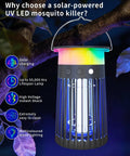 Solar Bug Zapper Portable Outdoor Waterproof Mosquito Killer Light Rechargeable Fruit Fly Trap Lamp 4200V Electric Gnat Traps For Room
