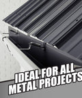 WeatherMaster Metal Roof Sealant Silver Premium Polymer Caulk applied on aluminum metal roof for waterproofing DIY repair