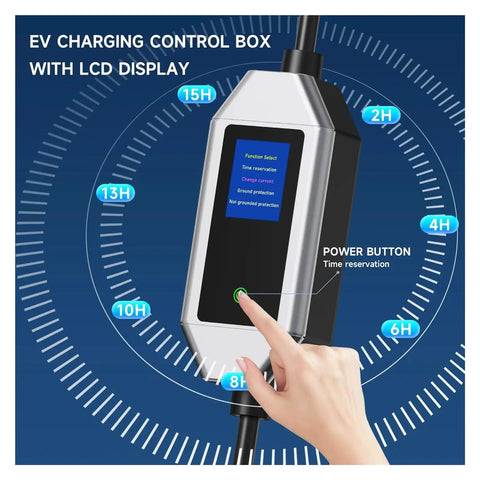 Portable Ev Charger 11kw 16amp Type2 To Gbt Evese Station with LCD display and control settings for efficient charging.