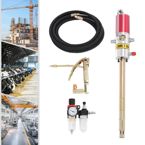 50 To 1 Ratio Air Operated Grease Pump With High Pressure Oil Injector Universal Gun Oil Water Separator and hose displayed