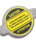 High Pressure Radiator Cap 1.6 Bar 23 Psi for Powersports, silver cap with caution label, fits most 4x4 ATVs and motorcycles