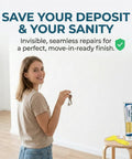 Woman holding keys near Drywall Patch Repair Kit For Nail Holes And Cracks With Odorless Quick Drying Putty Non Shrinking Wall Paste