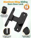 90 Degree Barn Door Lock With Flip Latch, aluminum alloy, showing countersunk holes, U-shaped groove, and rounded edge.