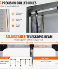 Close-up of CNC precision drilled holes and adjustable telescopic beam on Portable Aluminum Gantry Crane Cranks Out A Rock Solid 4400 Lbs Capacity.