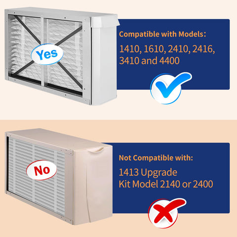 Compatibility chart for MERV 11 Replacement Furnace Filter Fits 16x25x4 Inches For AprilAire models 1410 1610 2410 2416 3410 4400