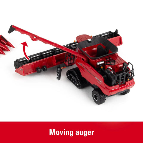 7250 Tracked Diecast Model With Dope 12 Row Corn Head And Grain Head, One Sixty Fourth Scale Prestige Collection, Foldable Unloader Extension visible.