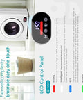 Heavy Duty Electric Washer Dryer Combo 2 In 1 Boasting Whisper Quiet Dry Mode and display showing LCD control panel settings.