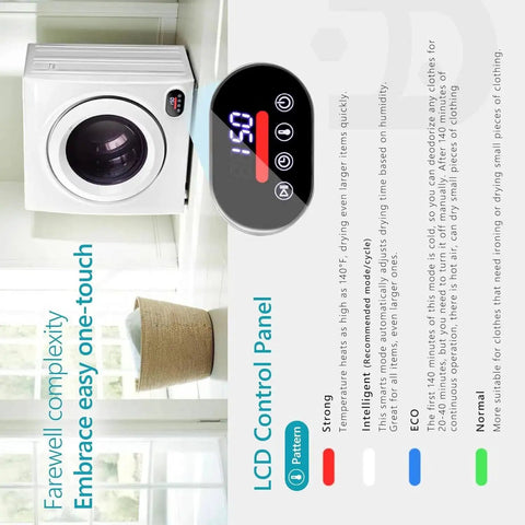 Heavy Duty Electric Washer Dryer Combo 2 In 1 Boasting Whisper Quiet Dry Mode and display showing LCD control panel settings.