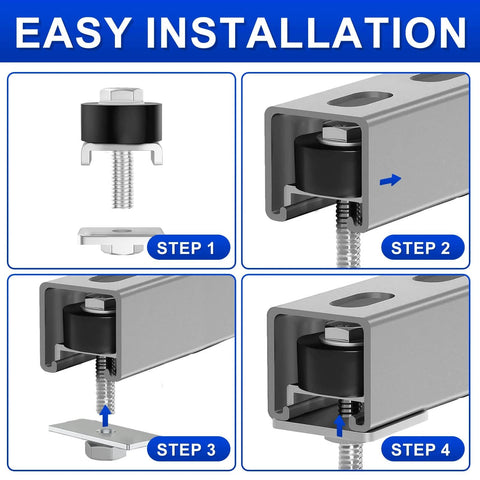 Trolley Roller Wheels For Unistrut Strut Channel Positioning Limit Kit 1-5-8 Inch System step-by-step installation guide